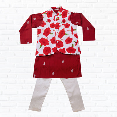 Silk Jacket-Kurta-Pajama 3 pc set, Boys, Men | Jabakusum