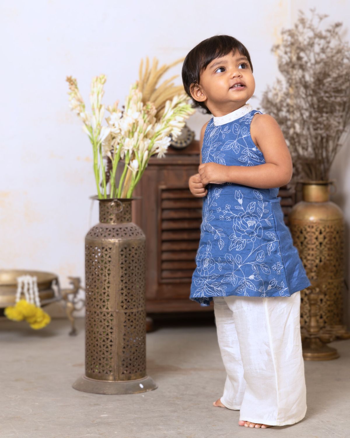 Viscose Santoon Girls Kurta & Palazzo Pants | Blue Rose