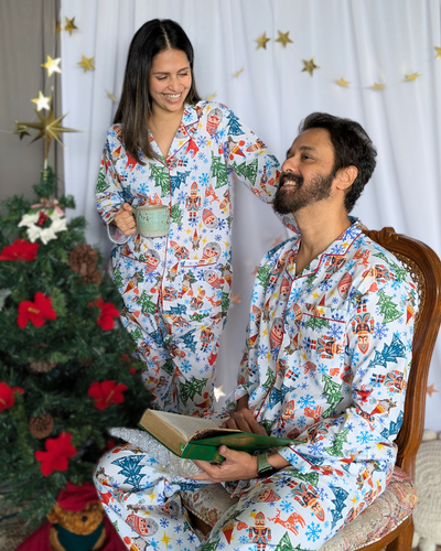 Cotton Pajama Set, Women | Christmas Rock - White