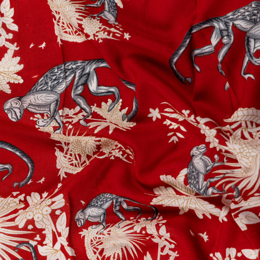Modal Fabric | Funky Monkey, Red