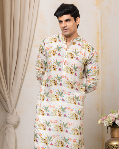 Viscose Silk Kurta for Boys, Men | Sunflower