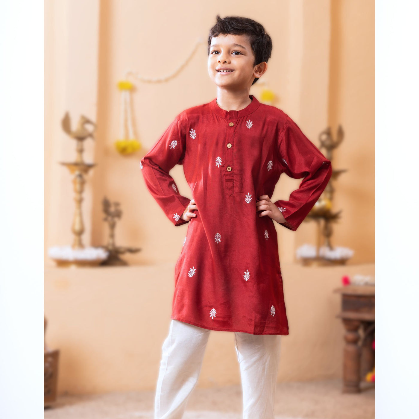 maroon silk kurta boys diwali