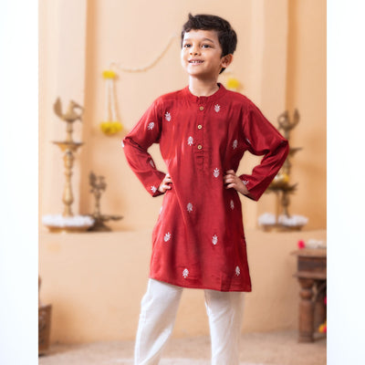 maroon silk kurta boys diwali