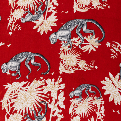 Modal Fabric | Funky Monkey, Red