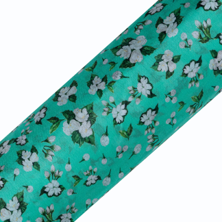 Cotton Malmal Fabric | Turquoise Jasmine