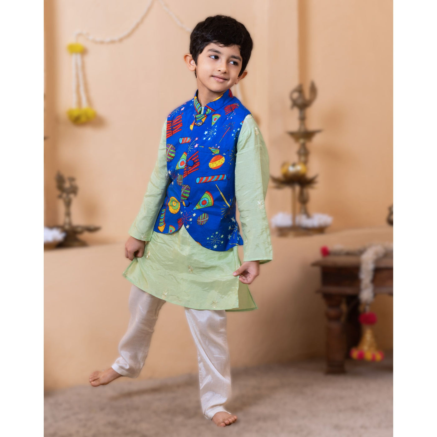 Silk Jacket-Kurta-Pajama 3 pc set, Boys, Men | Phooljhari