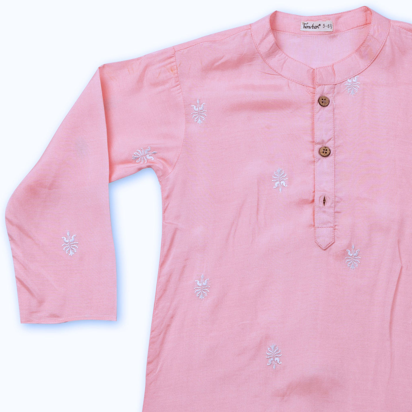 Embroidered Viscose Silk Kurta for Boys, Men | Pink