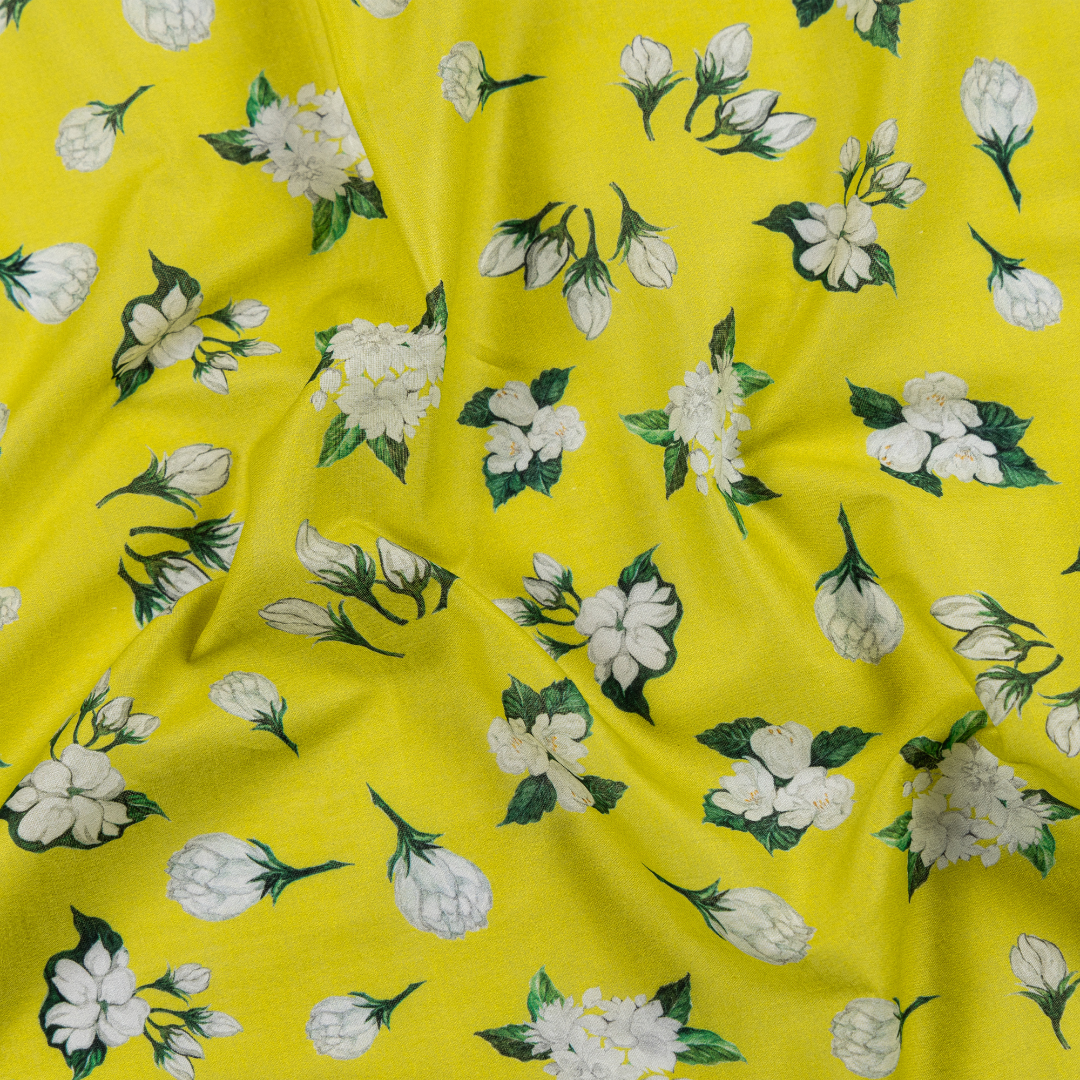 Cotton Malmal Fabric | Neon Jasmine