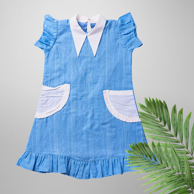 Cotton Dress | Colour Pop, Powder Blue | 0-12Y