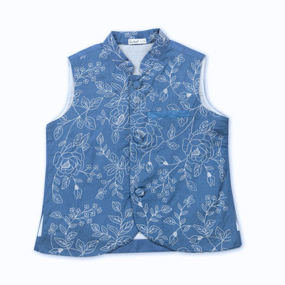 Jacket-Kurta-Pajama 3 pc set for Boys | Blue Rose