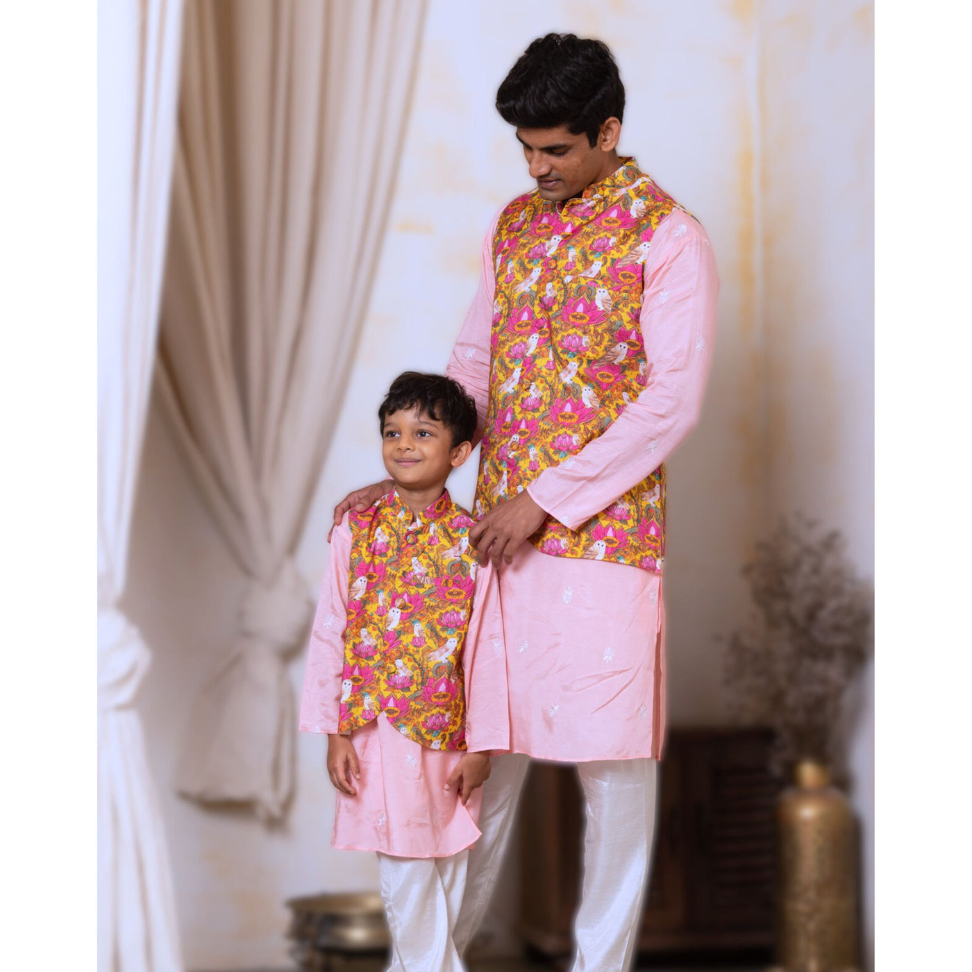 Silk Jacket-Kurta-Pajama 3 pc set, Boys, Men | Kamala