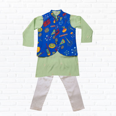 Silk Jacket-Kurta-Pajama 3 pc set, Boys, Men | Phooljhari