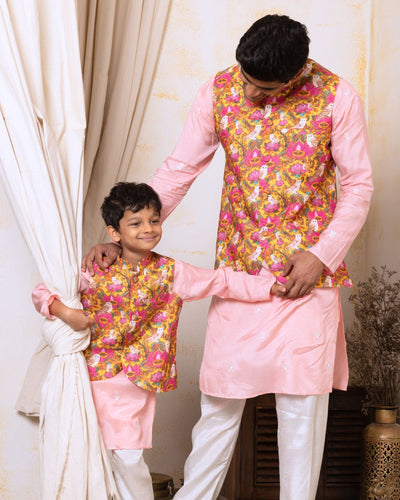 Silk Jacket-Kurta-Pajama 3 pc set, Boys, Men | Kamala