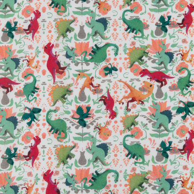 Cotton Malmal Fabric | Dino Roar