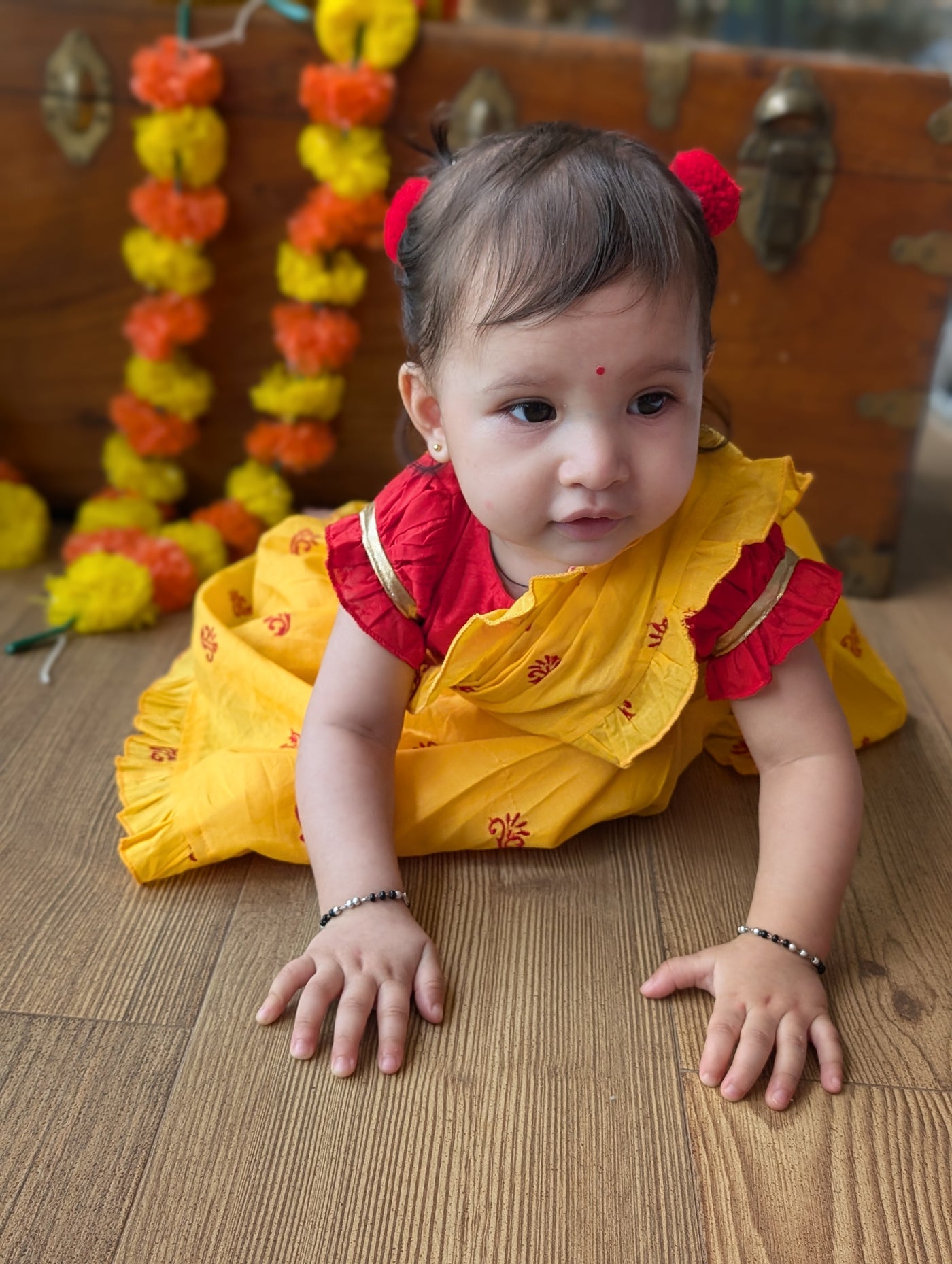 Prestitched Malmal Saree for Girls | Sunshine Yellow