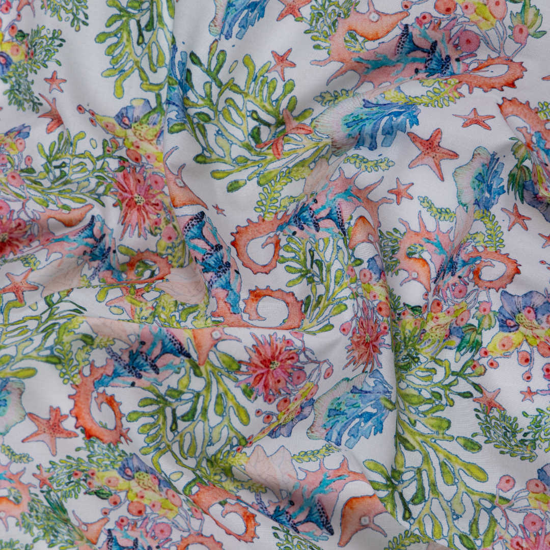 Cotton Malmal Fabric | Sea Horse