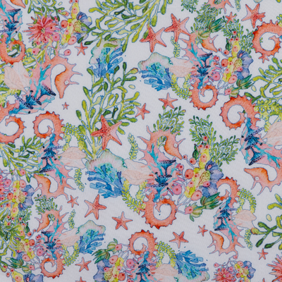 Cotton Malmal Fabric | Sea Horse