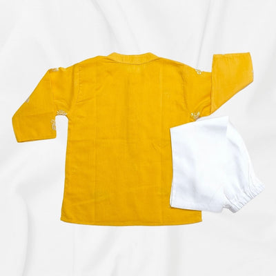 Embroidered Malmal Kurta | Sunshine Yellow | Newborn to Adult