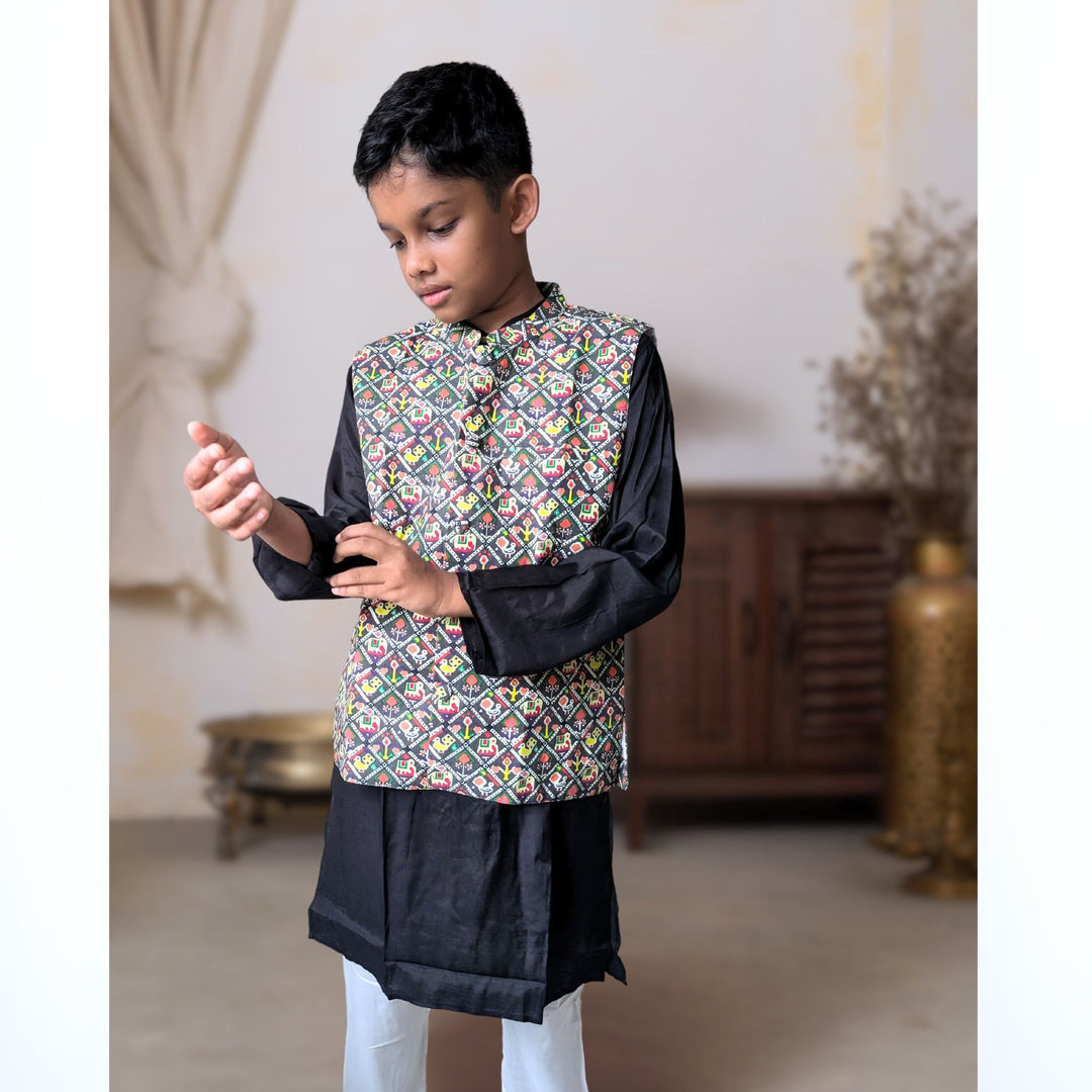 Tura Turi 3 pc Jacket Kurta Pajama set for Boys Patola
