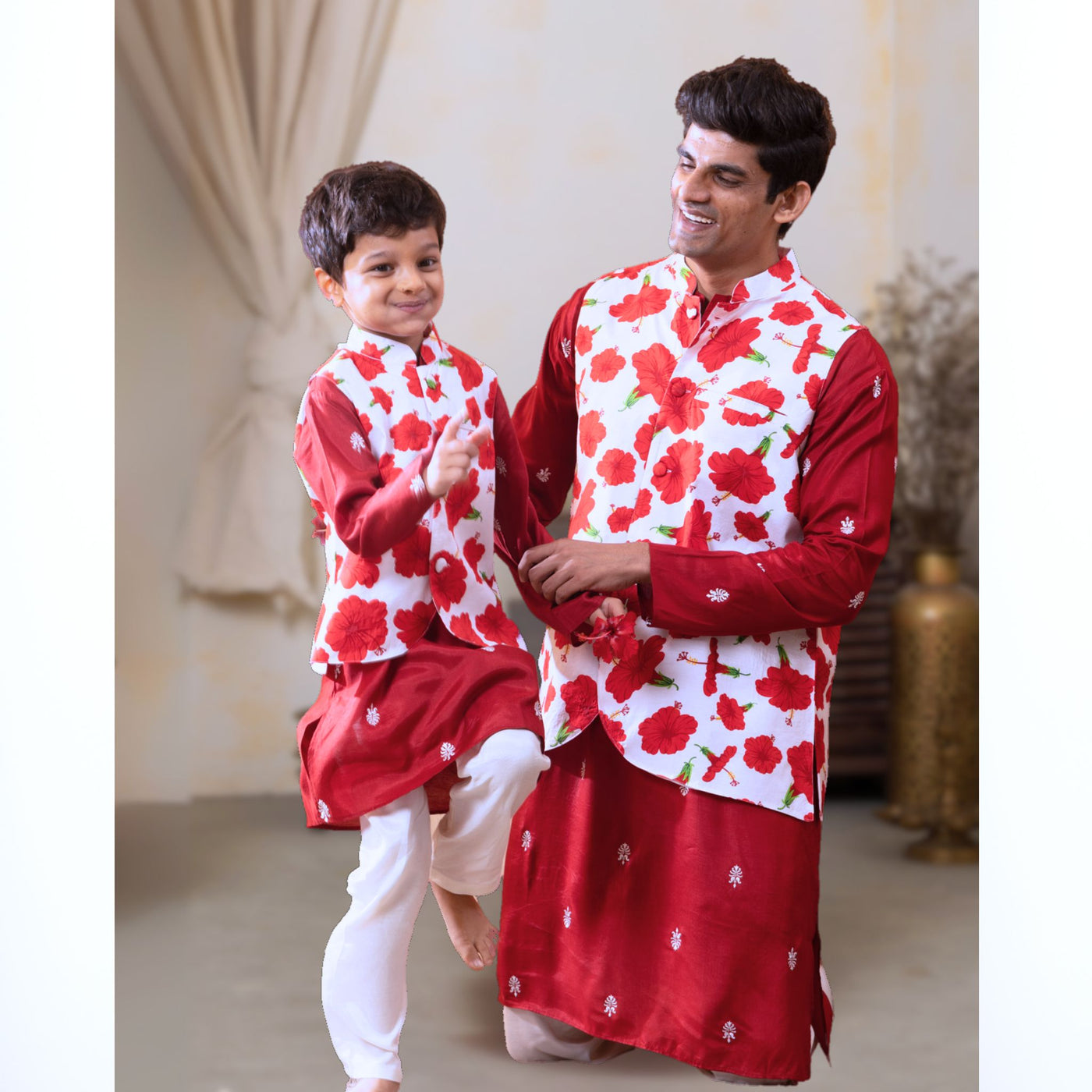 Silk Jacket-Kurta-Pajama 3 pc set, Boys, Men | Jabakusum