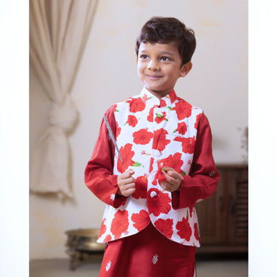 Silk Jacket-Kurta-Pajama 3 pc set, Boys, Men | Jabakusum