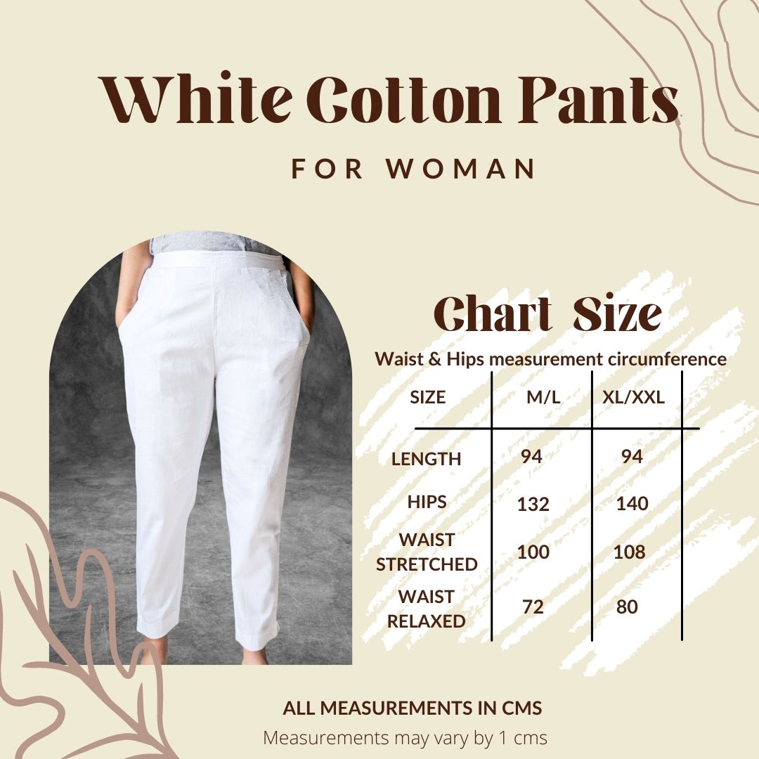 OffWhite Cotton Pants for Ladies  Work Wear Cotton Trousers for Women   CraftsandLooms  CraftsandLoomscom